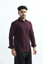 Xkind Purple Textured Slim Fit Shirt