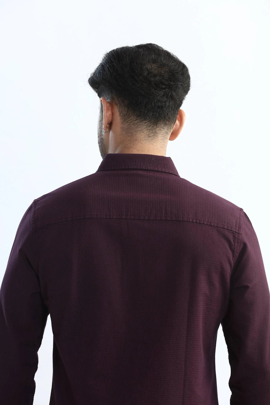 Xkind Purple Textured Slim Fit Shirt