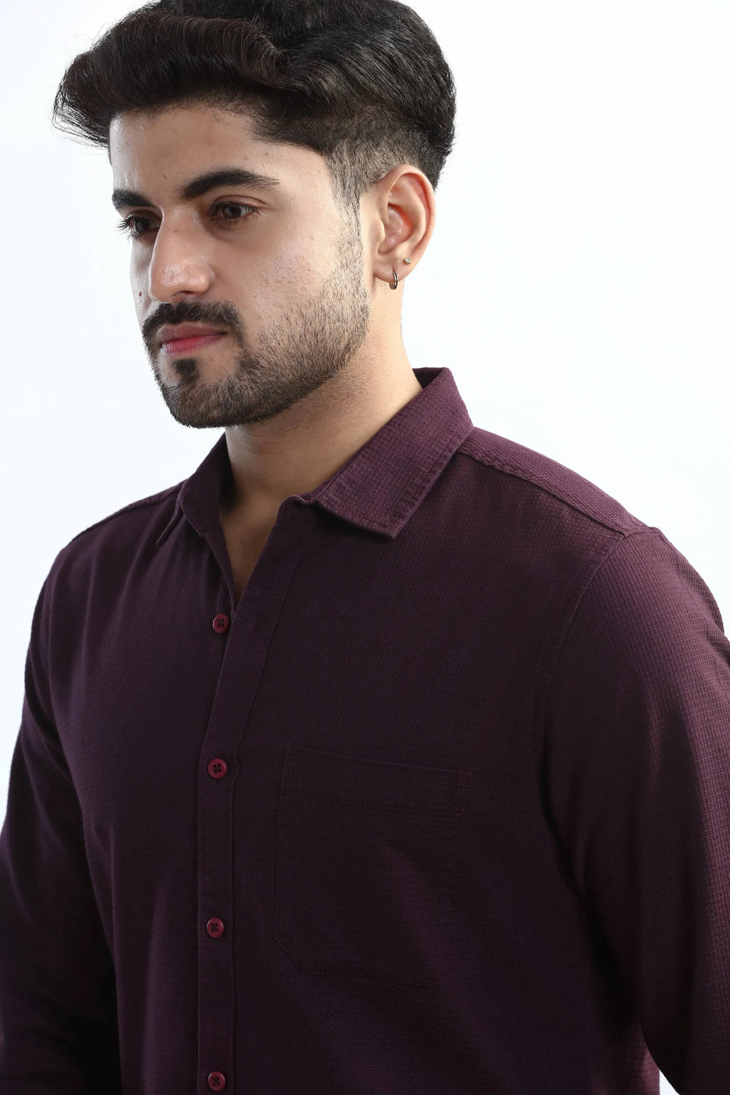Xkind Purple Textured Slim Fit Shirt
