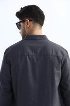 Xkind Dark Grey Textured Regular Fit Shirt/ Overshirt