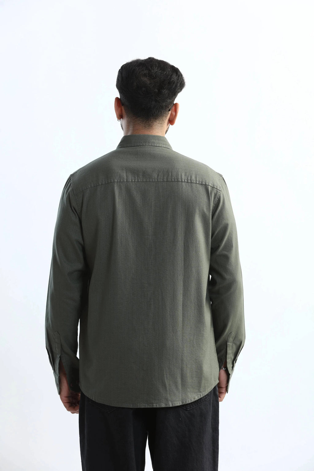 Xkind Dark Green Textured Regular Fit Shirt/ Overshirt