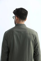 Xkind Dark Green Textured Regular Fit Shirt/ Overshirt