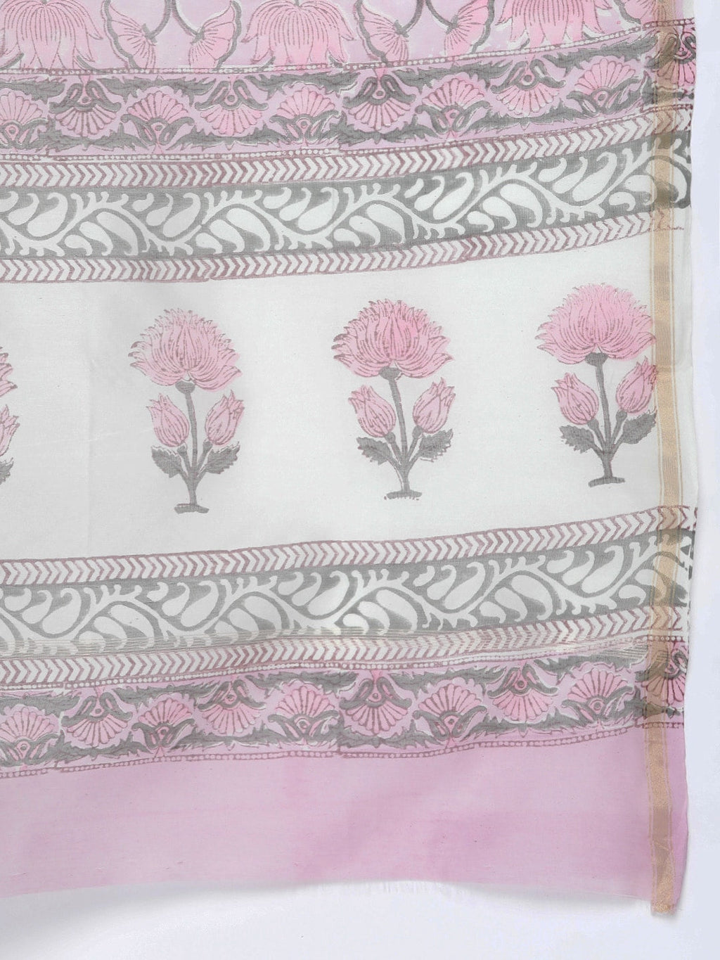 HERE&NOW Women Floral Printed Regular Pure Cotton Kurta with Palazzos & With Dupatta