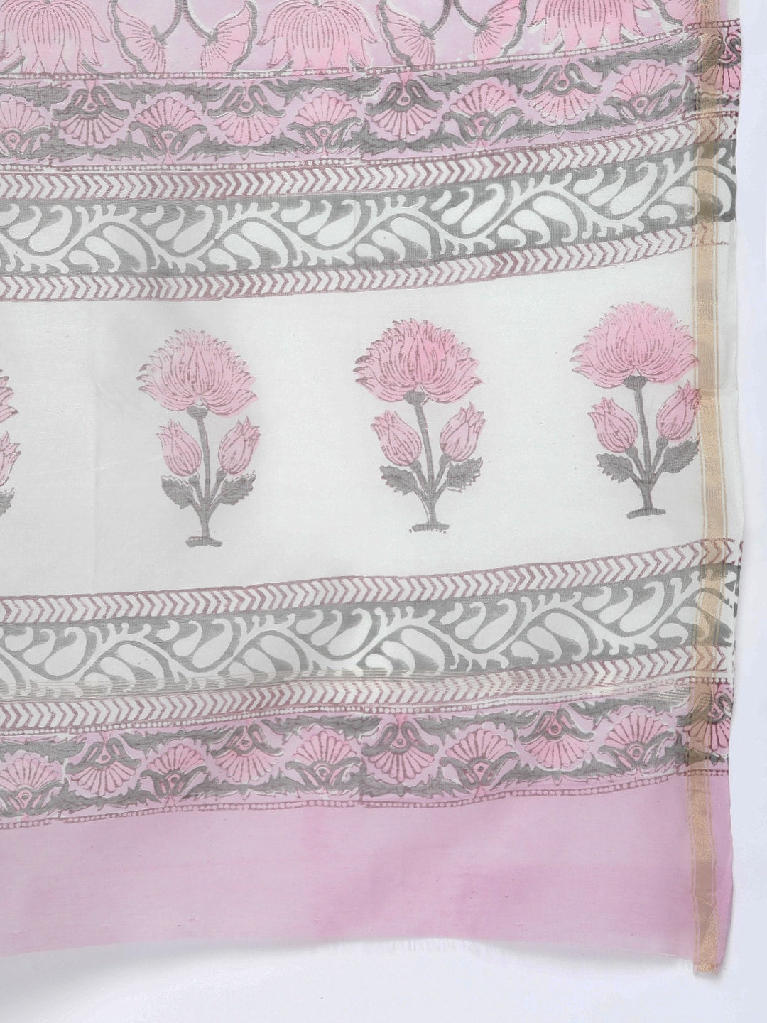 HERE&NOW Women Floral Printed Regular Pure Cotton Kurta with Palazzos & With Dupatta