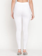 TAG 7 Women Pack Of 2 White & Blue Solid Ankle-Length Leggings
