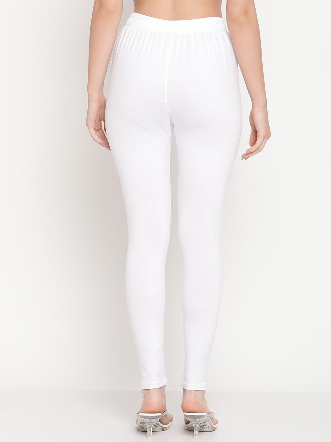 TAG 7 Women Pack Of 2 White & Blue Solid Ankle-Length Leggings