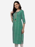 HERE&NOW Bandhani Printed Gotta Patti Kurta