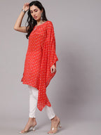 Aks Bandhani Printed Extended Sleeves Kaftan Kurta