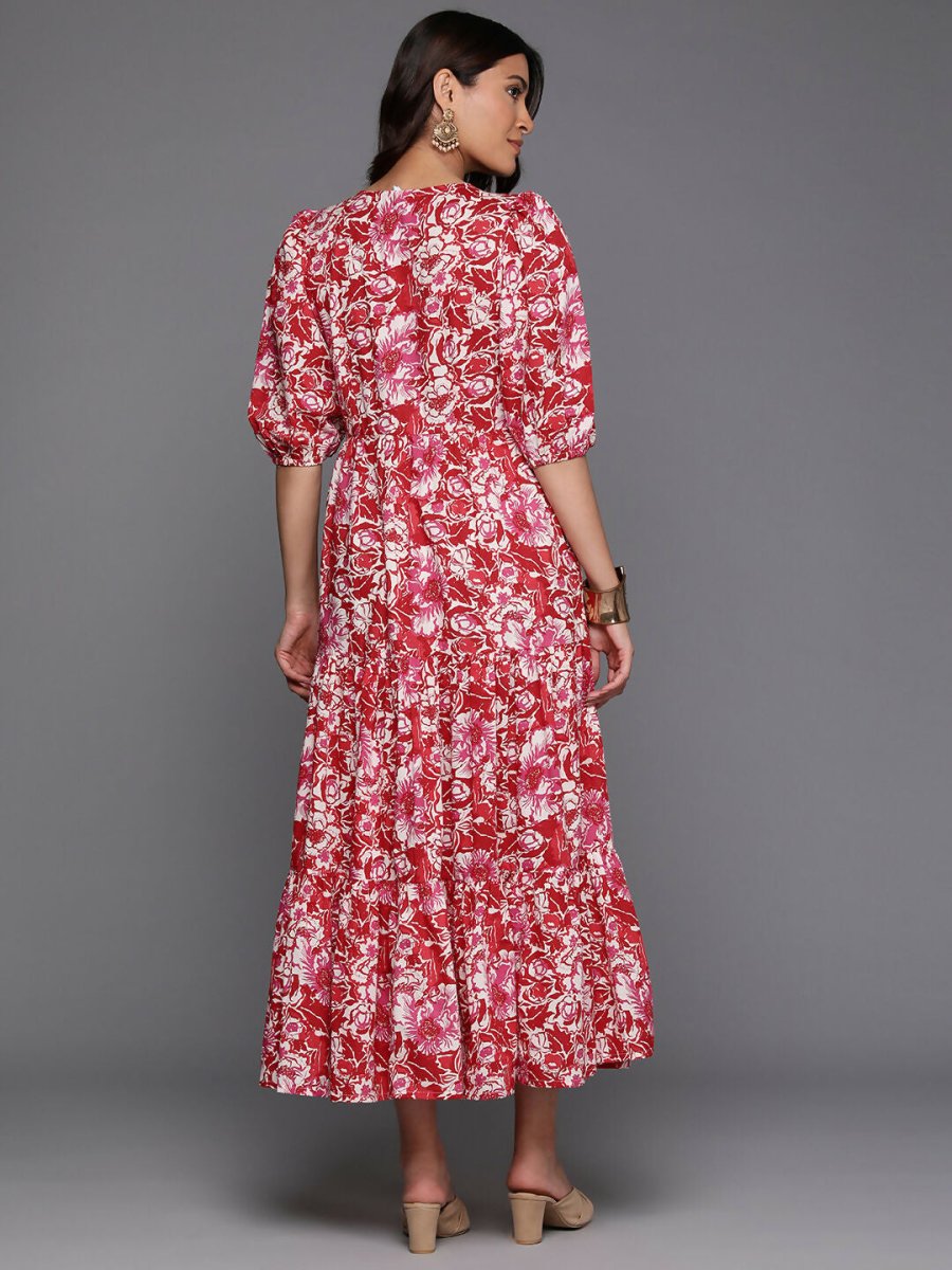 Ahalyaa Women's Traditional wear Ethnic Dress - Red - Distacart