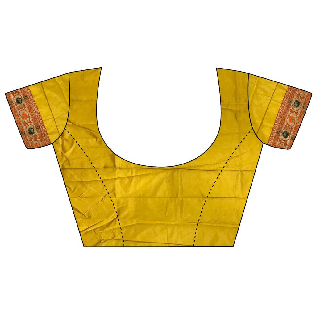 Joban Fashion Golden Yellow Banarasi Soft Silk Woven Saree - Distacart