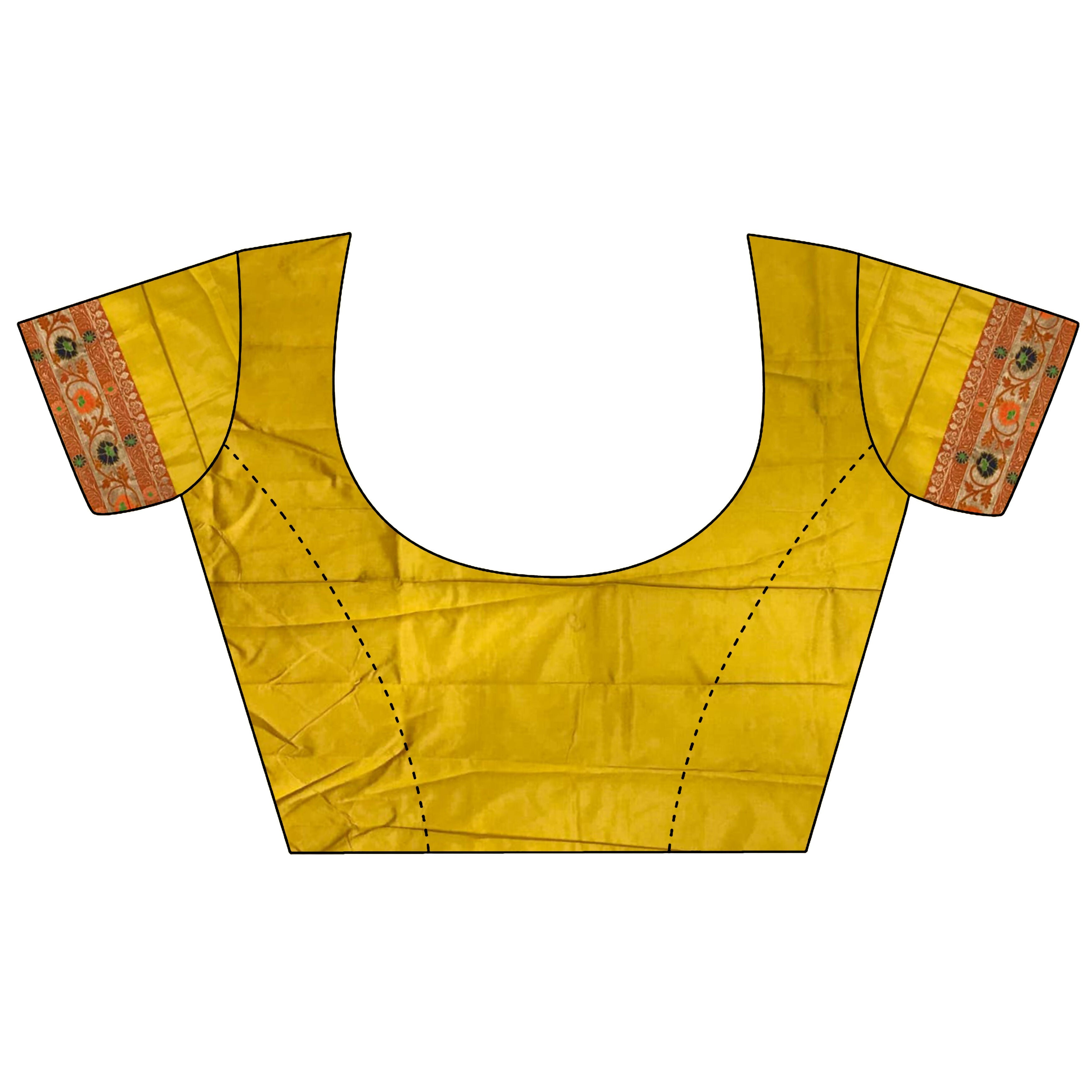 Joban Fashion Golden Yellow Banarasi Soft Silk Woven Saree - Distacart