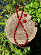 Inhanns Crystal Bloom – Single Line Necklace + Studs - Dark Red