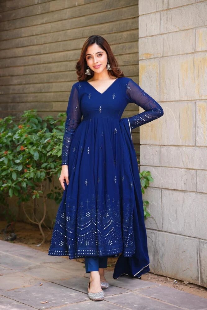 Yash Enterprise Whispering Breeze Georgette Embroidered Suit Set - Distacart
