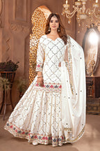 Yash Enterprise White Chinon Silk Embroidery Party Wear Suit Set - Distacart