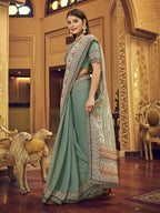 Myra Multicolour Gorgette Designer Saree - Distacart
