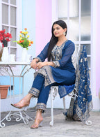 Yash Enterprise Alluring Fox Georgette Blue Embroidery Work Readymade Salwar Suit - Distacart
