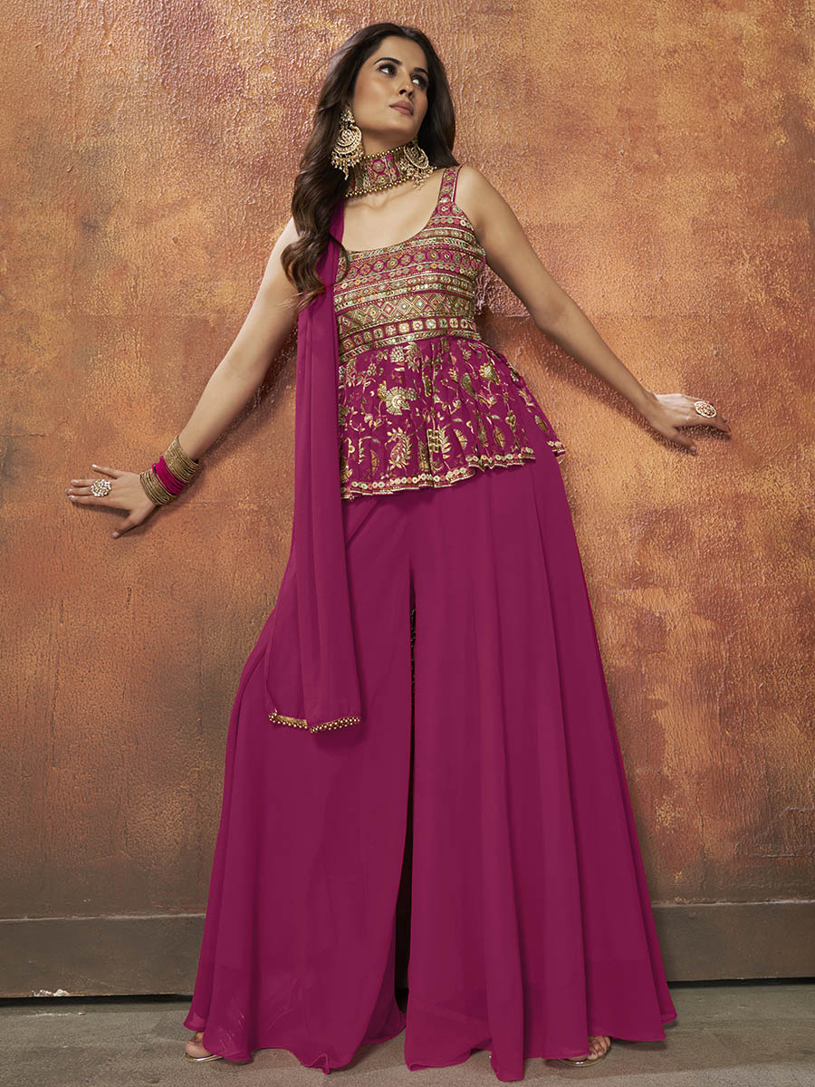 Myra Pink Georgette Embroidered Designer Suit