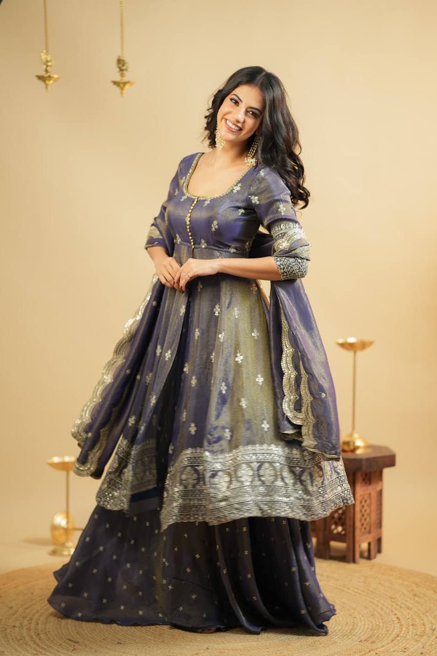 Yash Enterprise Light Purple Cosmo Silk Embroidery Suit Set - Distacart