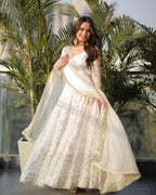Yash Enterprise White Sequence Work Party Wear Suit Set - Distacart