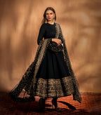 Yash Enterprise Black Rayon Cotton Embroidery Zari Sequins-Work Suit Set - Distacart