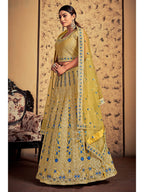 Myra Mustard Soft Net Heavy Embroidered Designer Lehenga