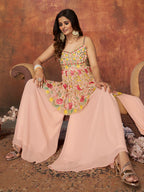Myra Peach Georgette Embroidered Designer Suit