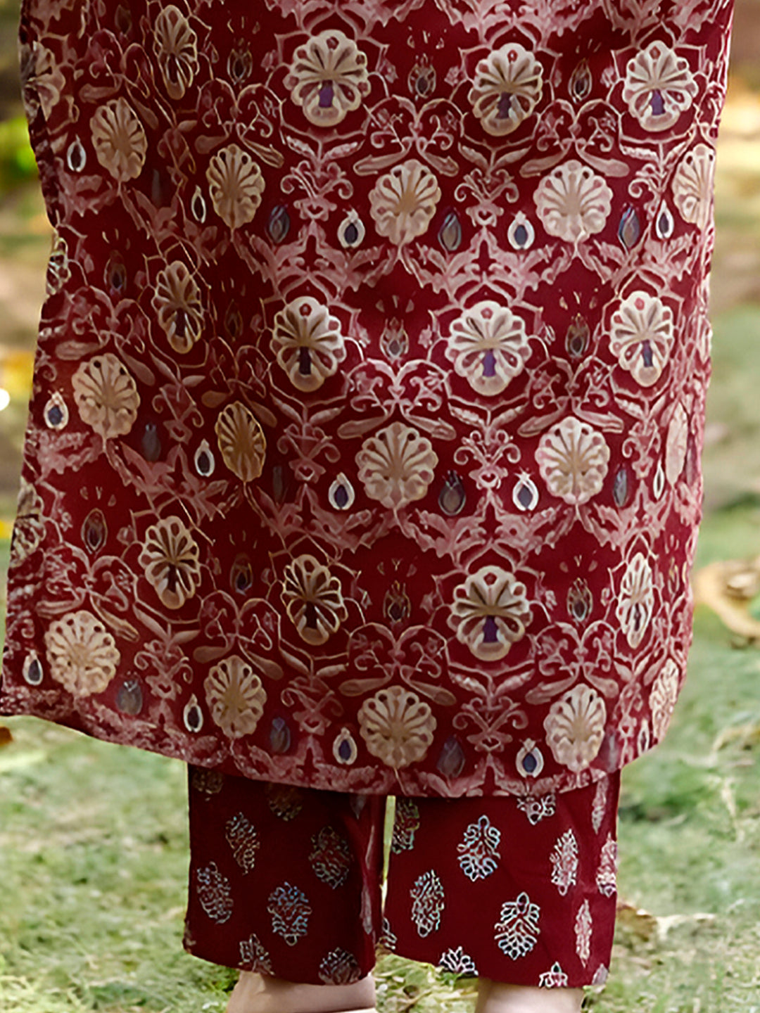 Hand Embroidered & Floral Printed Lace Detailed Kurta With Printed Pant & Dupatta Premium Luxury, Multicolor - Hiral Fashion