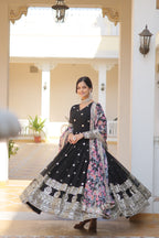Yash Enterprise Black Georgette Embroidery Work Stiched Suit - Distacart