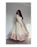 Yash Enterprise Off White Vichitra Silk Embroidery Party Wear Suit - Distacart