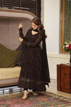 Yash Enterprise Black Embroidered Georgette Suit Set - Distacart