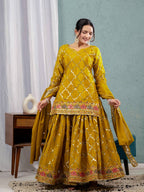 Yash Enterprise Yellow Georgette Embroidery Party Wear Suit Set - Distacart