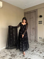 Yash Enterprise Black Georgette Anarkali Suit In New Fancy Style - Distacart