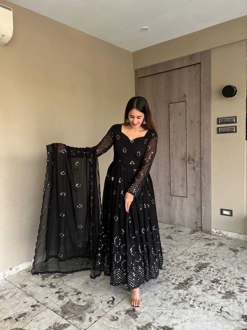 Yash Enterprise Black Georgette Anarkali Suit In New Fancy Style - Distacart