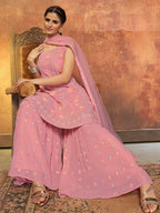 Myra Pink Georgette Embroidered Designer Suit