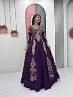 Yash Enterprise Purple Vichitra Silk Party Wear Embroidery Crop Top With Blouse Lehenga Choli - Distacart