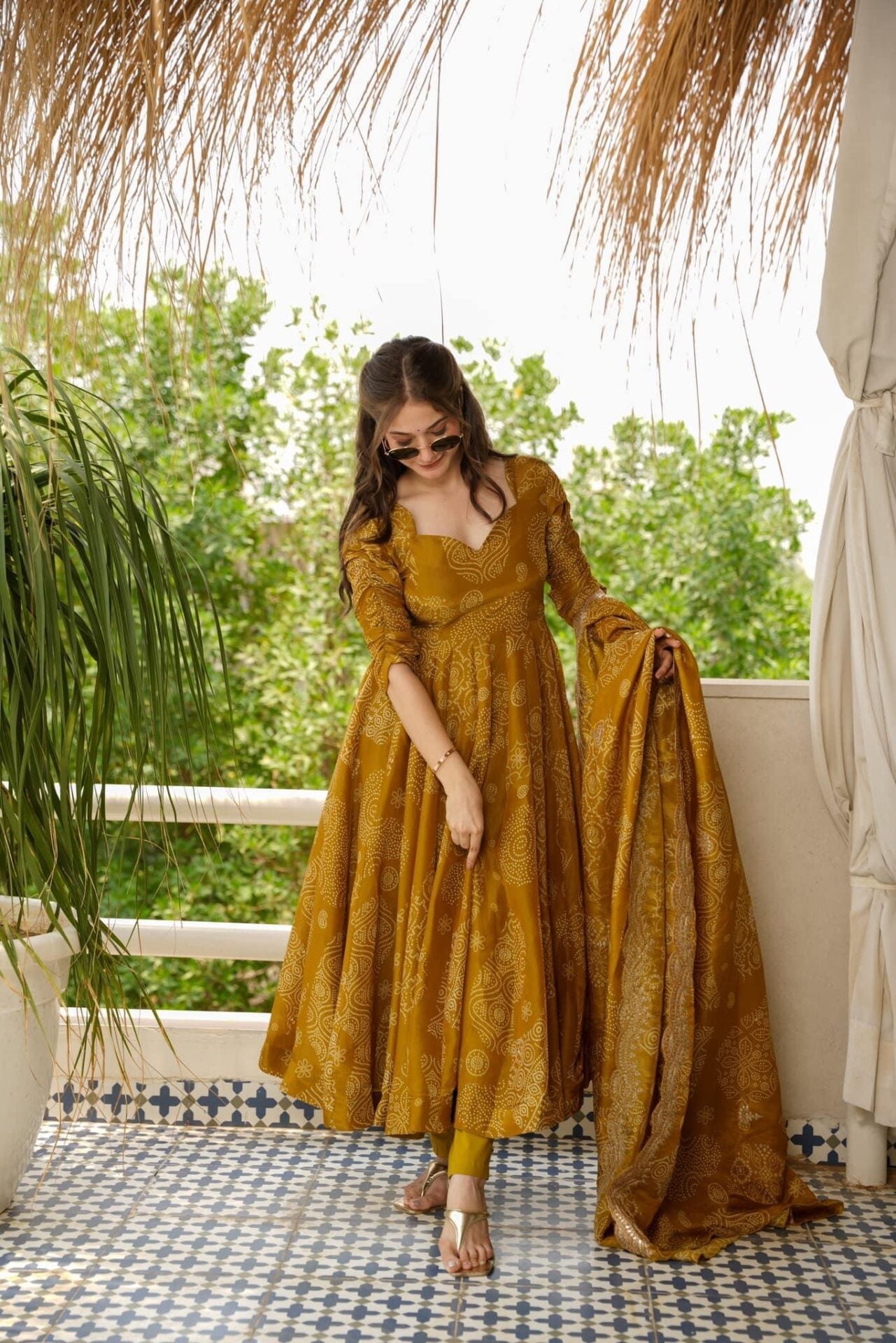Yash Enterprise Mahendi Maslin Fabric Digital Print Work Party Wear Suit Set - Distacart