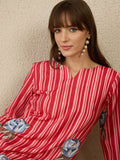 Indo Era Women Solid V-Neck Regular Kurta with Trousers - Distacart