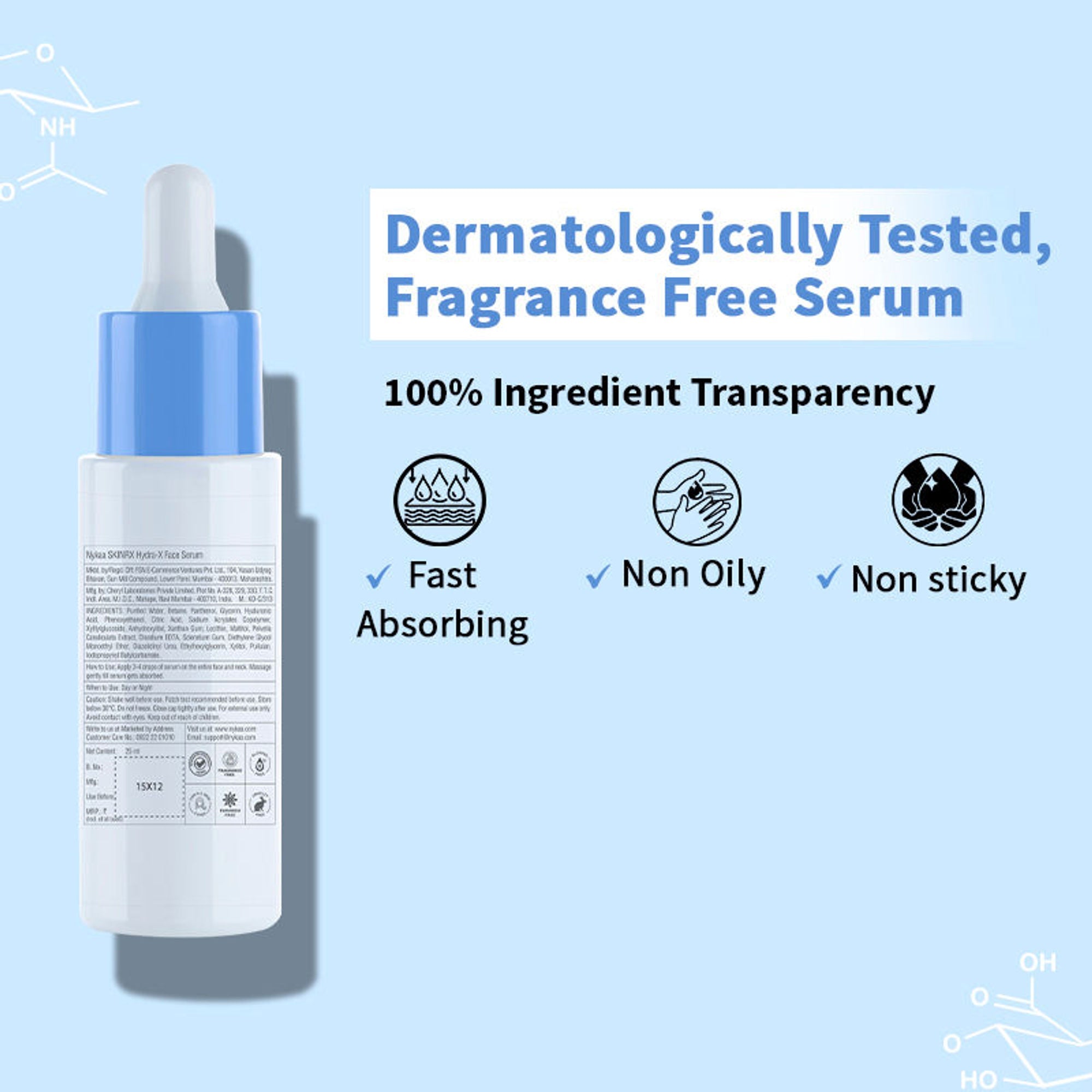 Nykaa SkinRX Hydra X with 2% Hyaluronic Acid + 1% Vitamin B5 Serum for Deep Hydration & Soft Skin