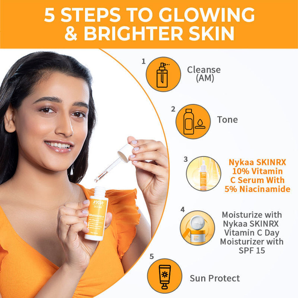 Nykaa SkinRX llluminate+ with 10% Vitamin C + 5% Niacinamide Serum for Bright, Radiant Skin Glow