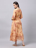 Souchii Floral Printed Boat Neck A-Line Maxi Dress - Distacart