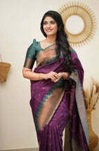 DEIANA'S Beautiful Designer Golden zari Soft Lichi Silk Saree - Wine