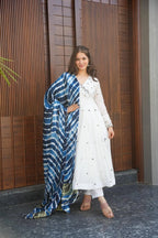 Yash Enterprise White Roman Silk Embroidery Party Wear Suit Set - Distacart