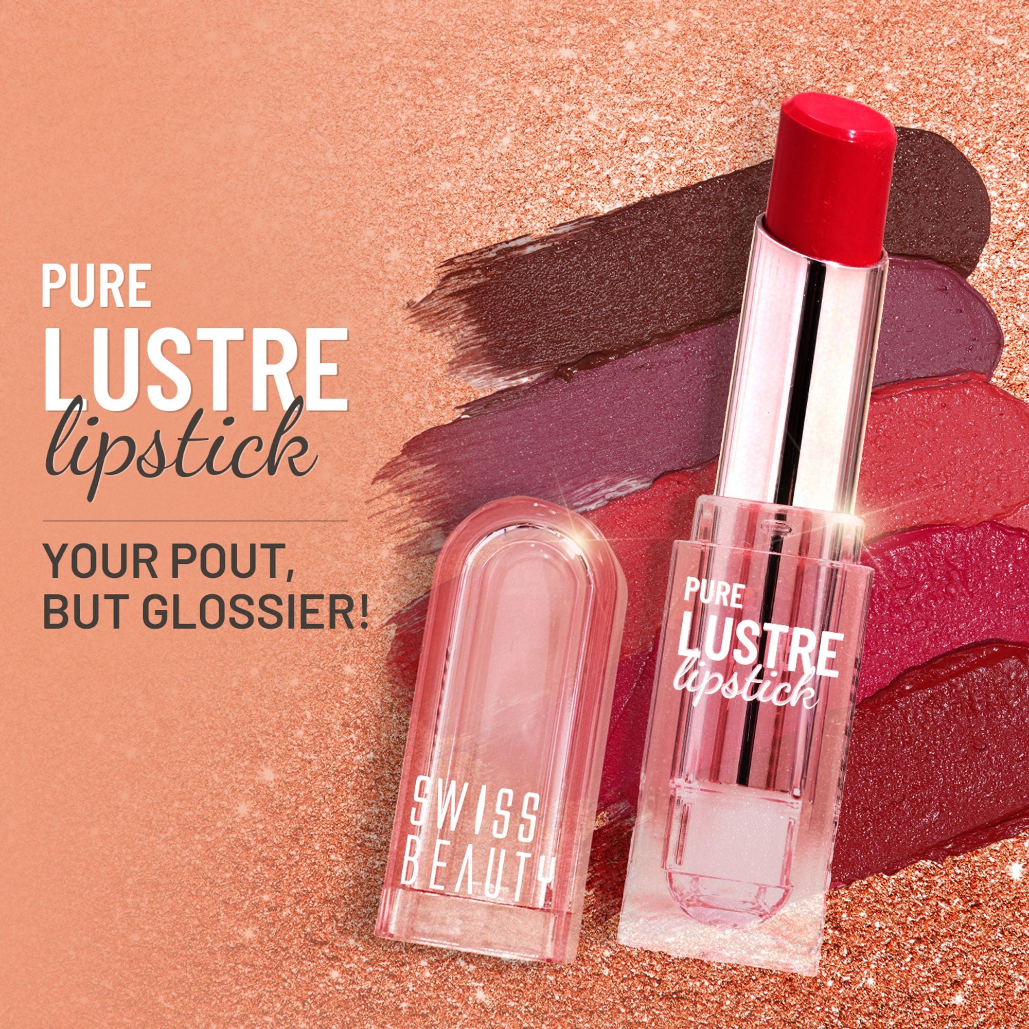 Swiss Beauty High Shine Finish Smooth Glide Pure Lustre Lipstick - 4 It's Bare - Distacart