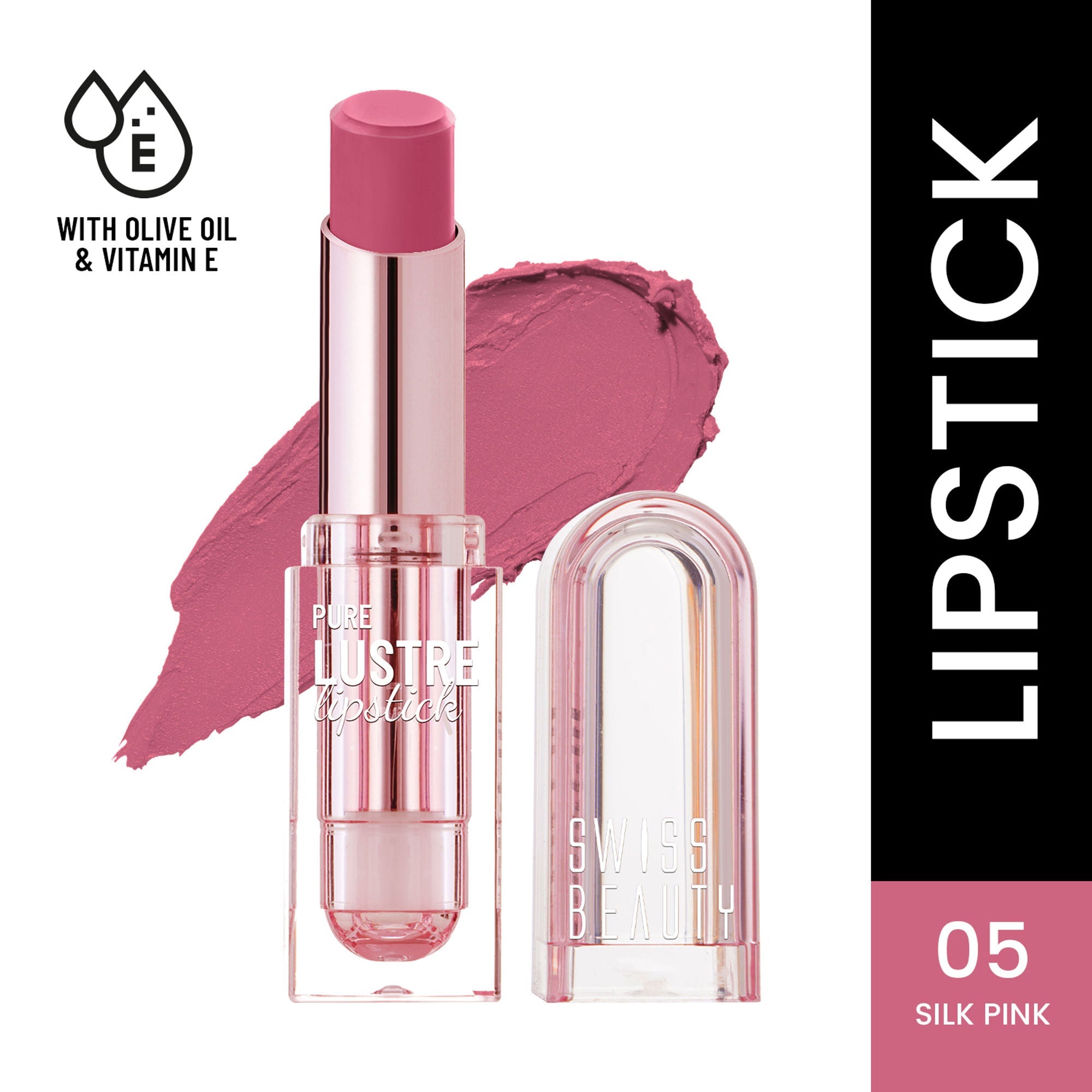 Swiss Beauty High Shine Finish Smooth Glide Pure Lustre Lipstick - 5 Silk Pink