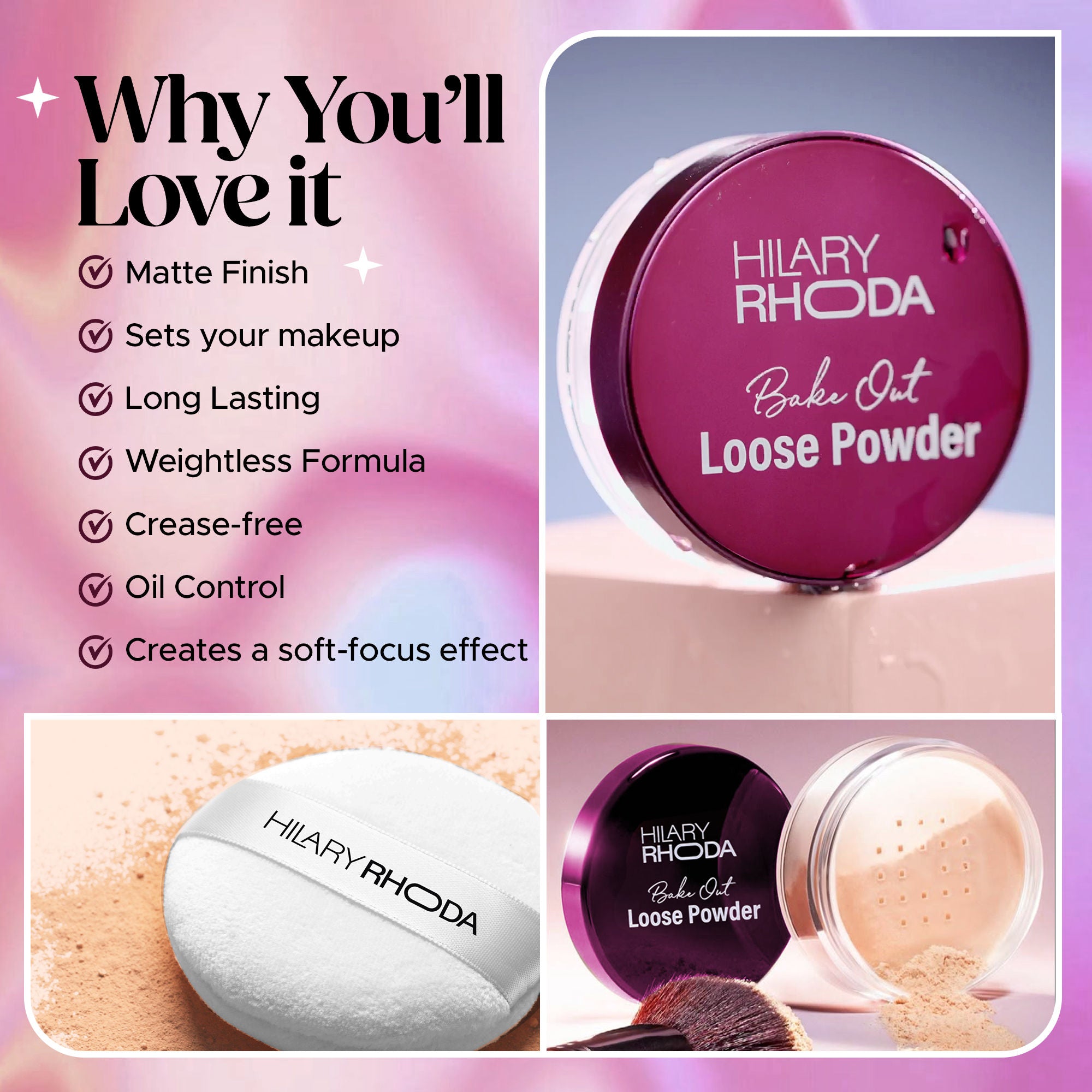 Hilary Rhoda Bake Out Matte Loose Powder - Tanslucent 01 - Distacart
