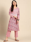 Sangria Floral Printed Regular Pure Cotton Kurta with Palazzos