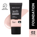 Swiss Beauty Matte Maxx Cover Foundation with Hyaluronic Acid & Vitamin E - 2 Ivory Cool