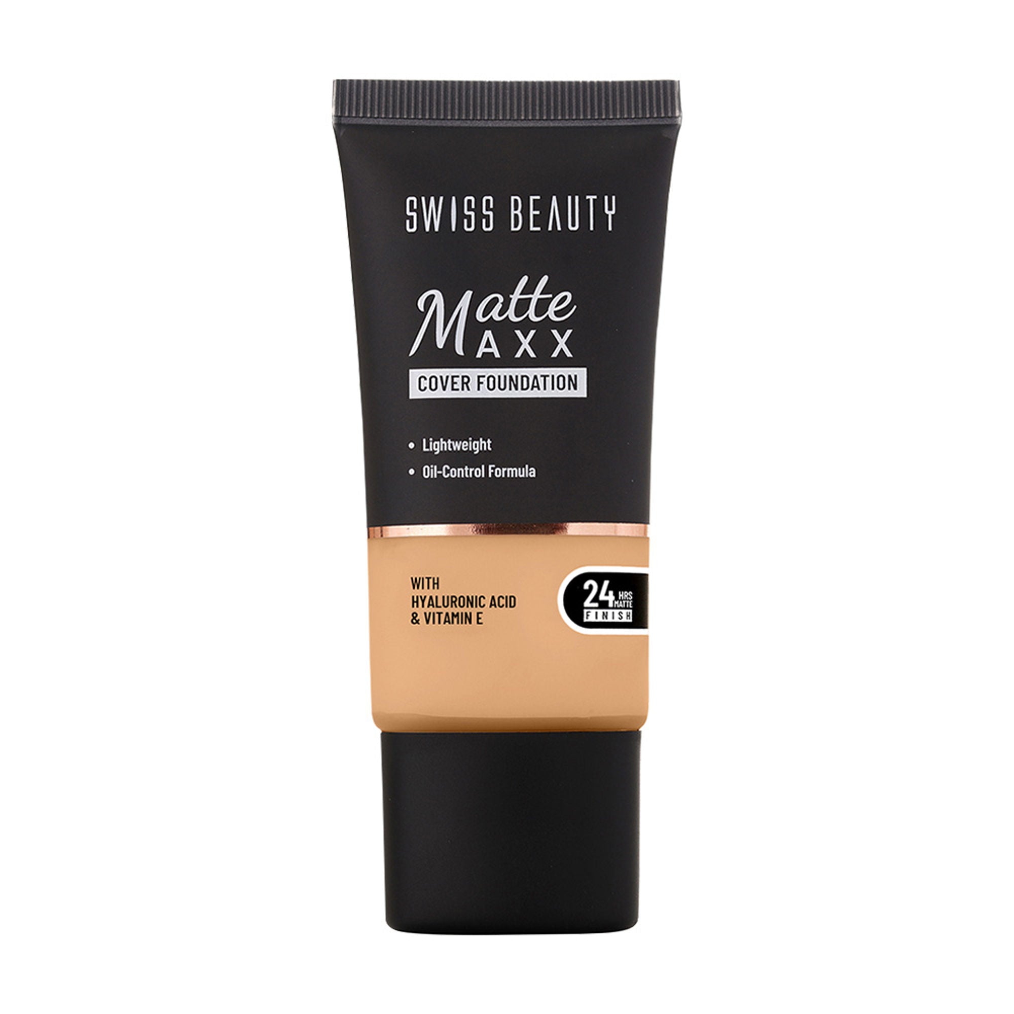 Swiss Beauty Matte Maxx Cover Foundation with Hyaluronic Acid & Vitamin E - 4 Medium Warm