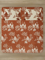Rajasthan Decor Rust & Cream Printed Cotton 160 TC King Bedsheet with 2 Pillow Covers