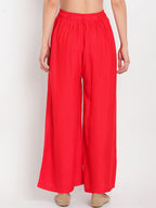 TAG 7 Women Pack of 2 Black & Red Solid Flared Palazzos